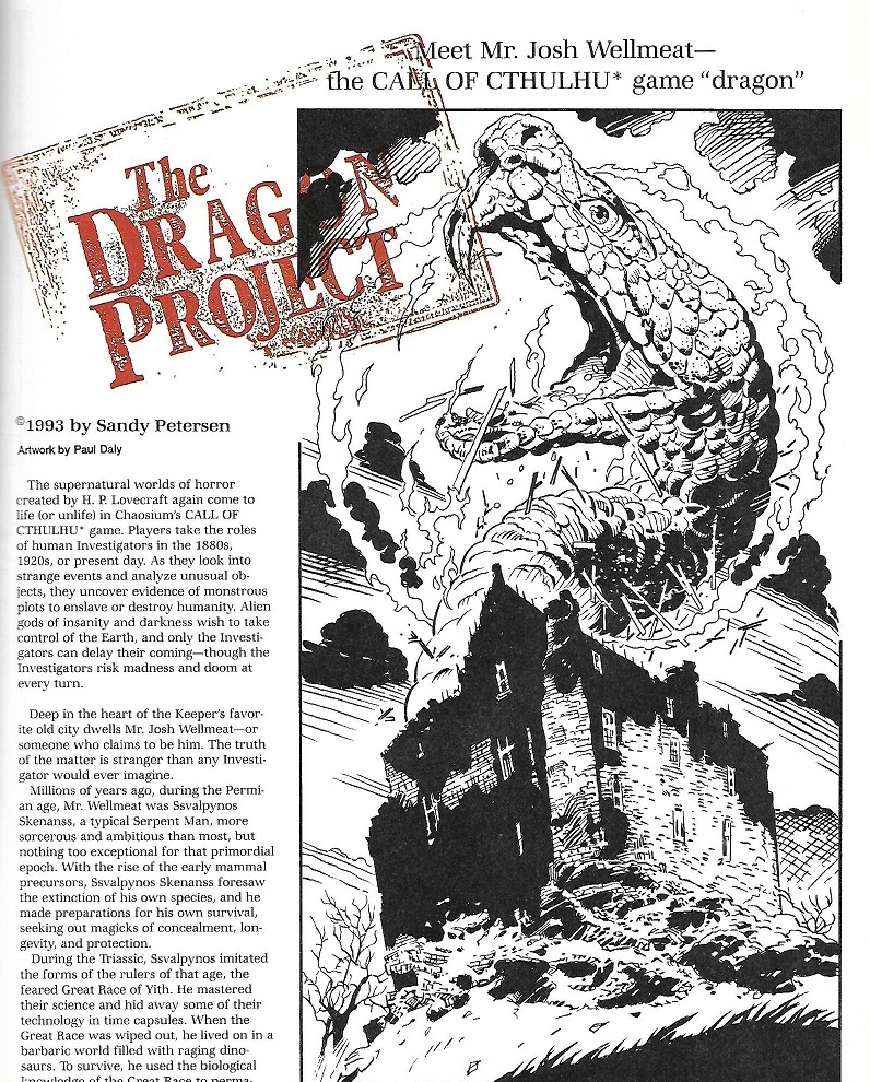 Scan of Call of Cthulhu adventure in 1993 edition of Dragon Magazine
